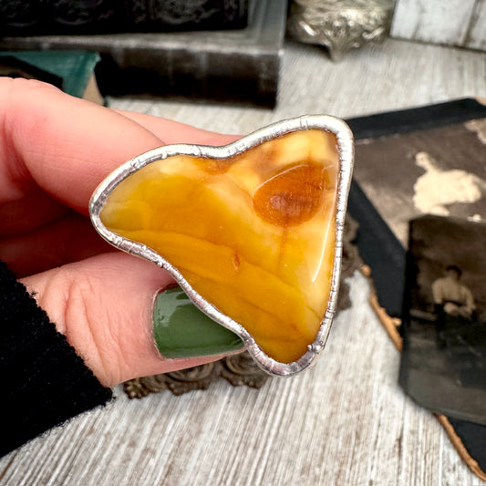 The Colossal Collection - Raw Baltic Amber Crystal Ring Fine Silver Size 8.5 / Foxlark Collection - One of a Kind