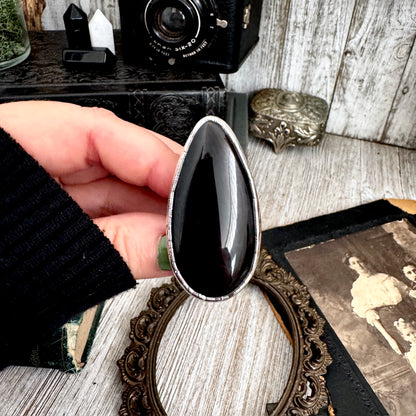 The Colossal Collection - Black Agate Crystal Ring Fine Silver Size 9 / Foxlark Collection - One of a Kind