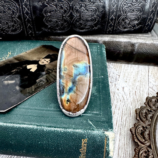 The Colossal Collection - Labradorite Crystal Ring Fine Silver Size 10 / Foxlark Collection - One of a Kind
