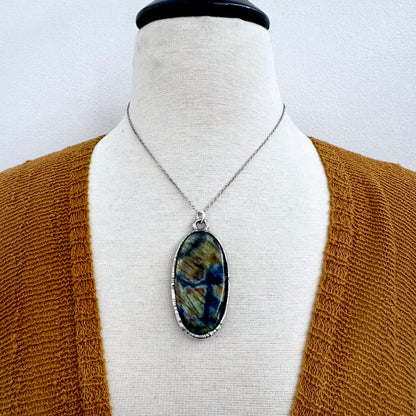 The Colossal Collection - Blue Labradorite Necklace in Fine Silver / One of a Kind
