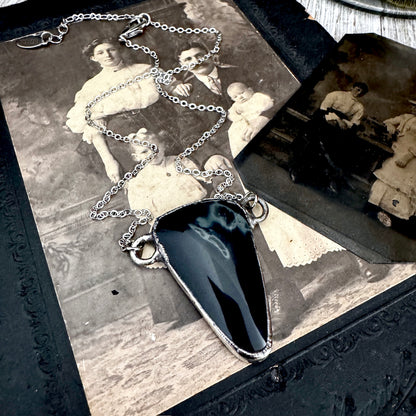 The Colossal Collection - Spiderweb Obsidian Crystal Necklace in Fine Silver / One of a Kind