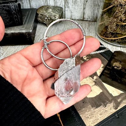 The Colossal Collection - Raw Aqua Aura Quartz Crystal  Necklace in Fine Silver / One of a Kind