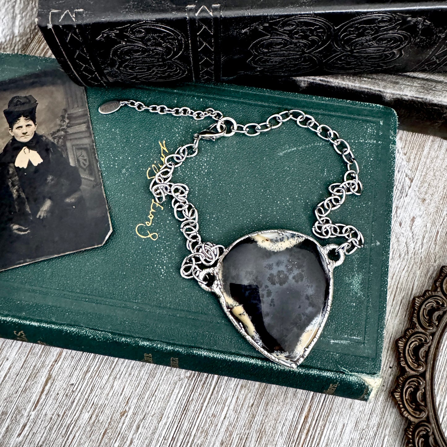 The Colossal Collection - Dendritic Agate Crystal Necklace Fine Silver / Foxlark Collection