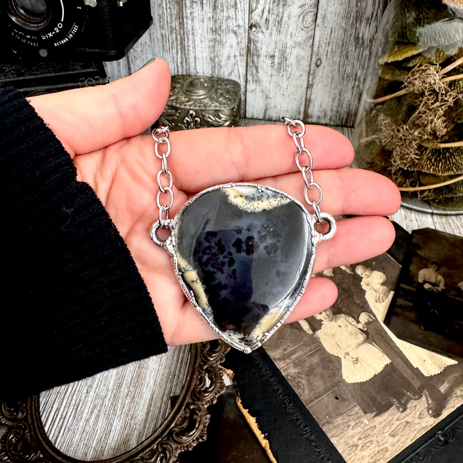 The Colossal Collection - Dendritic Agate Crystal Necklace Fine Silver / Foxlark Collection FOXLARK