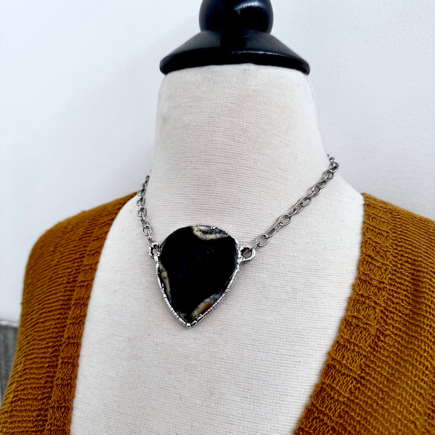 The Colossal Collection - Dendritic Agate Crystal Necklace Fine Silver / Foxlark Collection