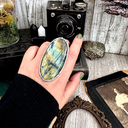 The Colossal Collection - Labradorite Crystal Ring Fine Silver Size 9 / One of a Kind