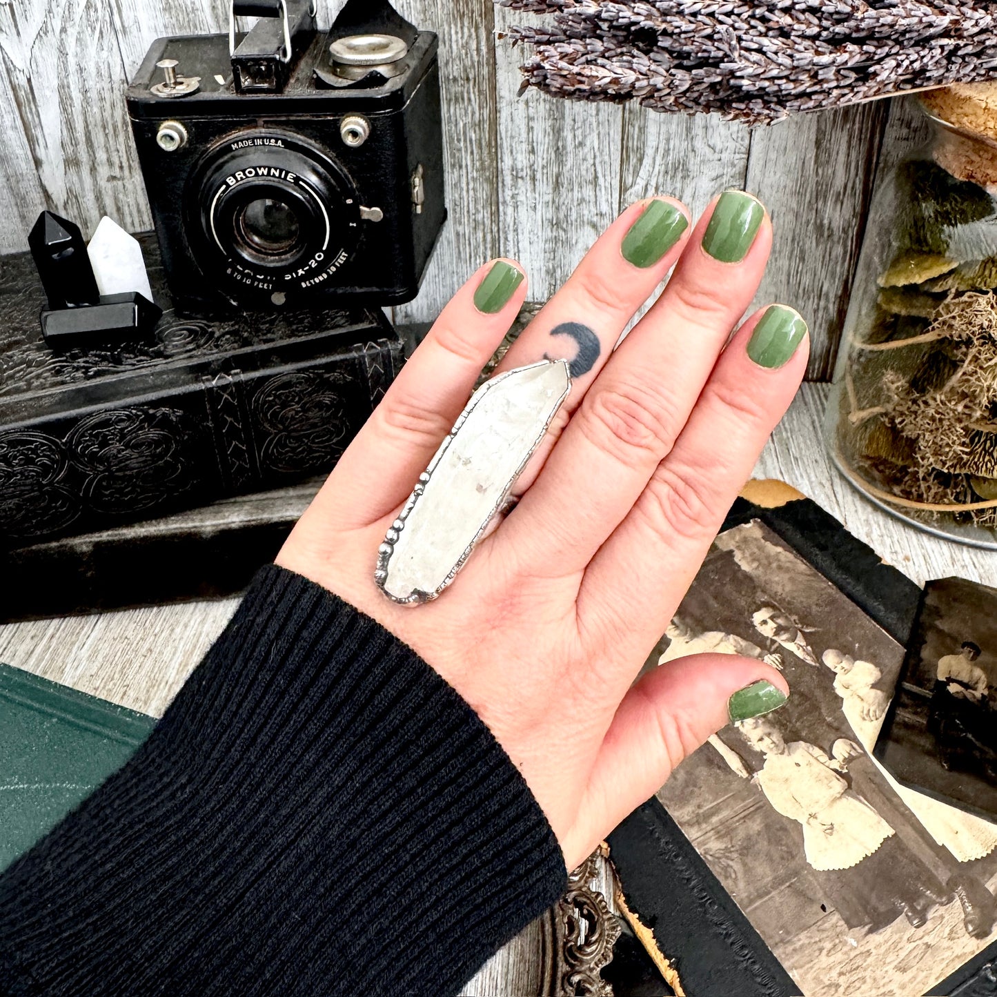 The Colossal Collection - Raw Clear Quartz Crystal Ring Fine Silver Size 7.5 / One of a Kind