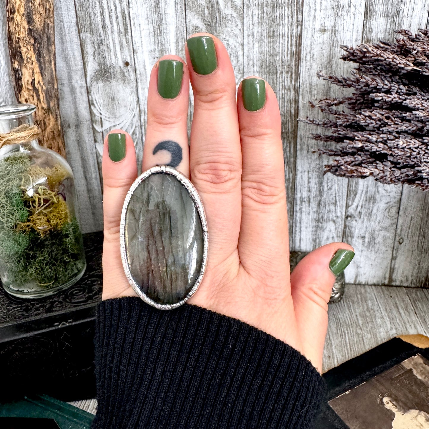 The Colossal Collection - Labradorite Crystal Ring Fine Silver Size 8 / Foxlark Collection - One of a Kind