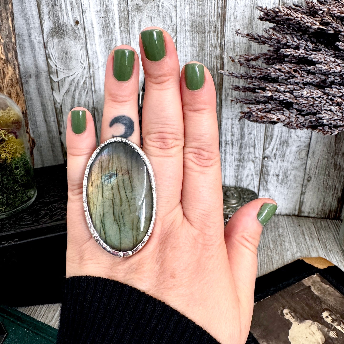 The Colossal Collection - Labradorite Crystal Ring Fine Silver Size 8 / Foxlark Collection - One of a Kind