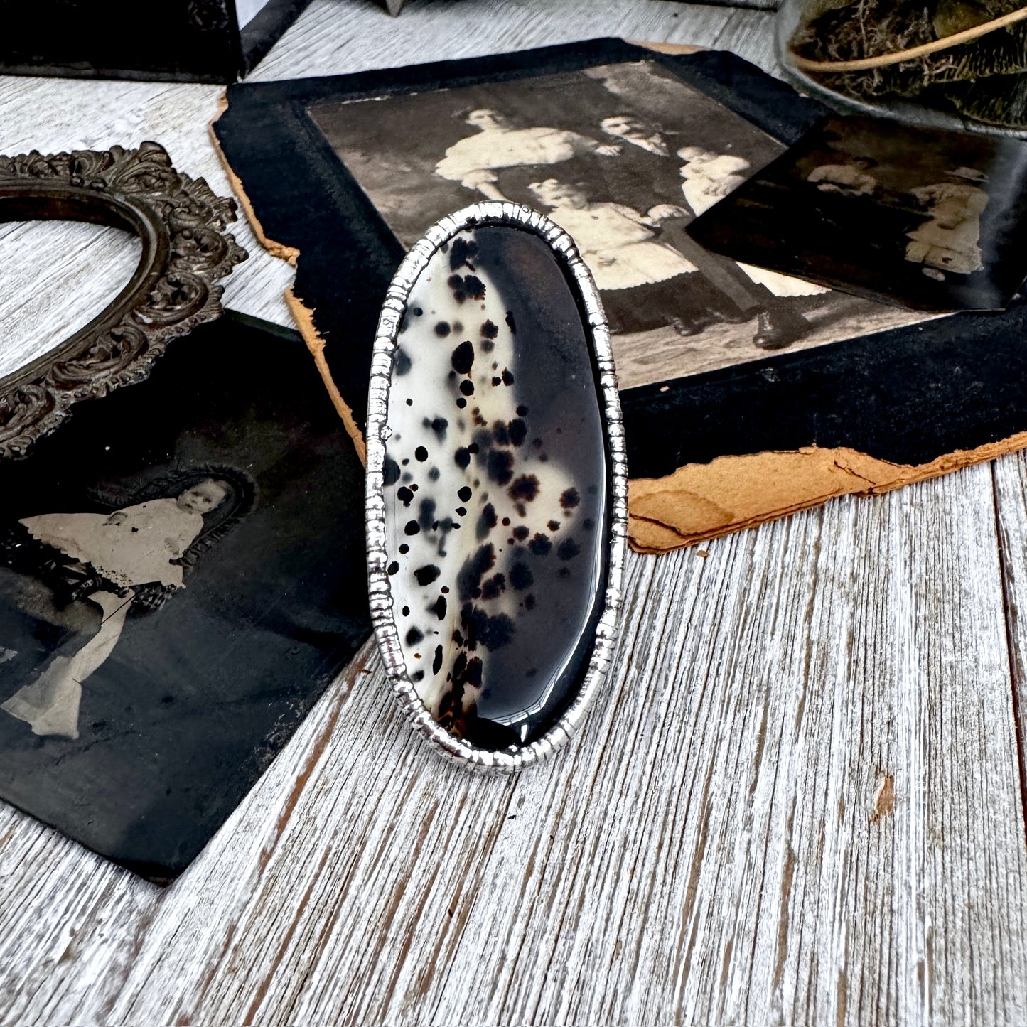 The Colossal Collection - Montana Moss Agate Crystal Ring Fine Silver Size 10.5 /One of a Kind