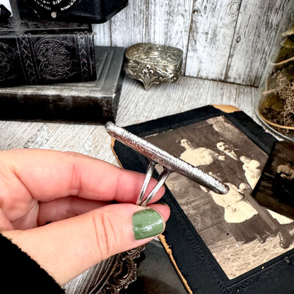 The Colossal Collection - Montana Moss Agate Crystal Ring Fine Silver Size 10.5 /One of a Kind