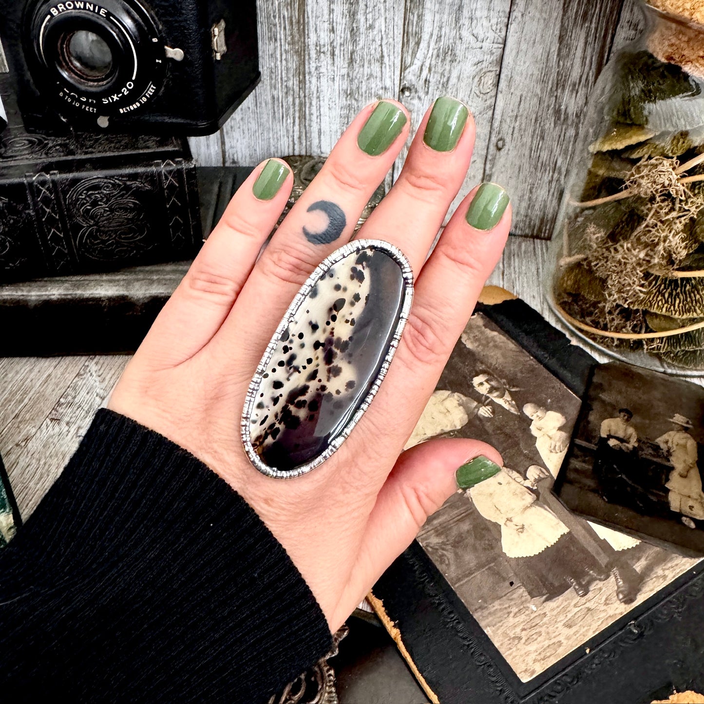 The Colossal Collection - Montana Moss Agate Crystal Ring Fine Silver Size 10.5 /One of a Kind