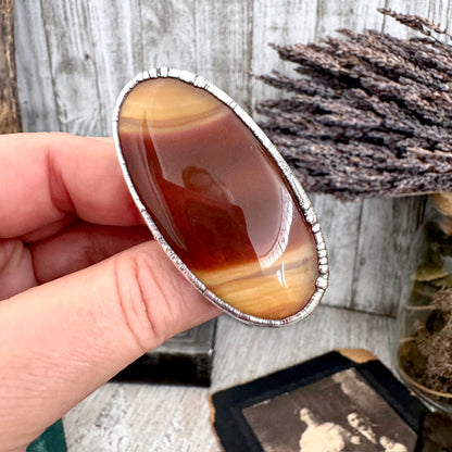 The Colossal Collection - Red Banded Agate Crystal Ring Fine Silver Size 9 / One of a Kind