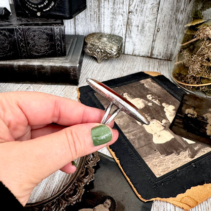 The Colossal Collection - Red Banded Agate Crystal Ring Fine Silver Size 9 / One of a Kind
