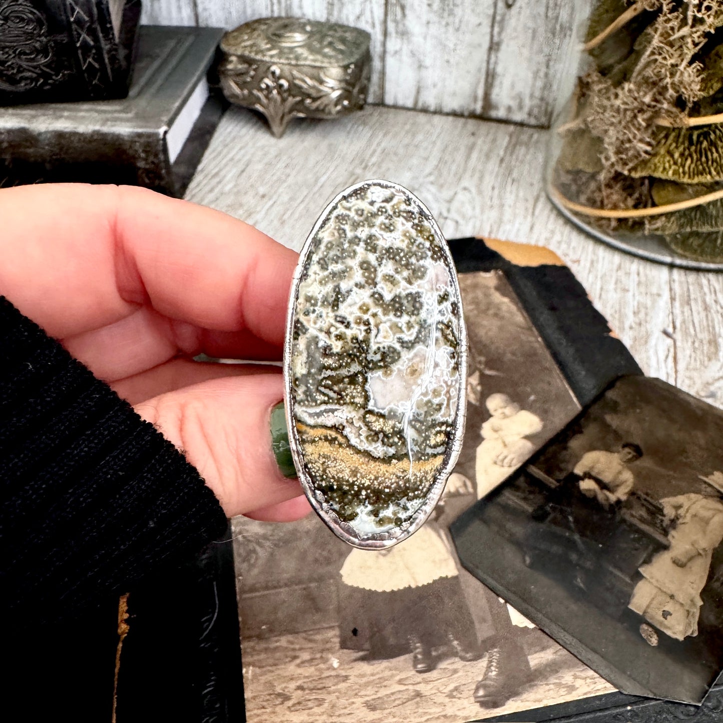 The Colossal Collection - Ocean Jasper Ring Set in Fine Silver Size 7 / One of a Kind