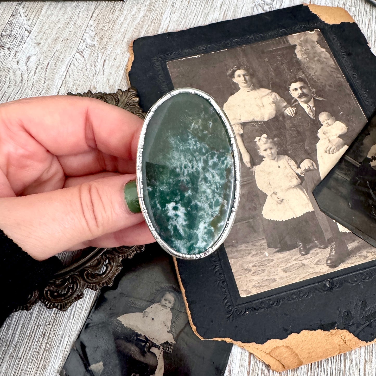 The Colossal Collection - Bloodstone Statement Ring Size 10 Fine Silver / One Of A Kind