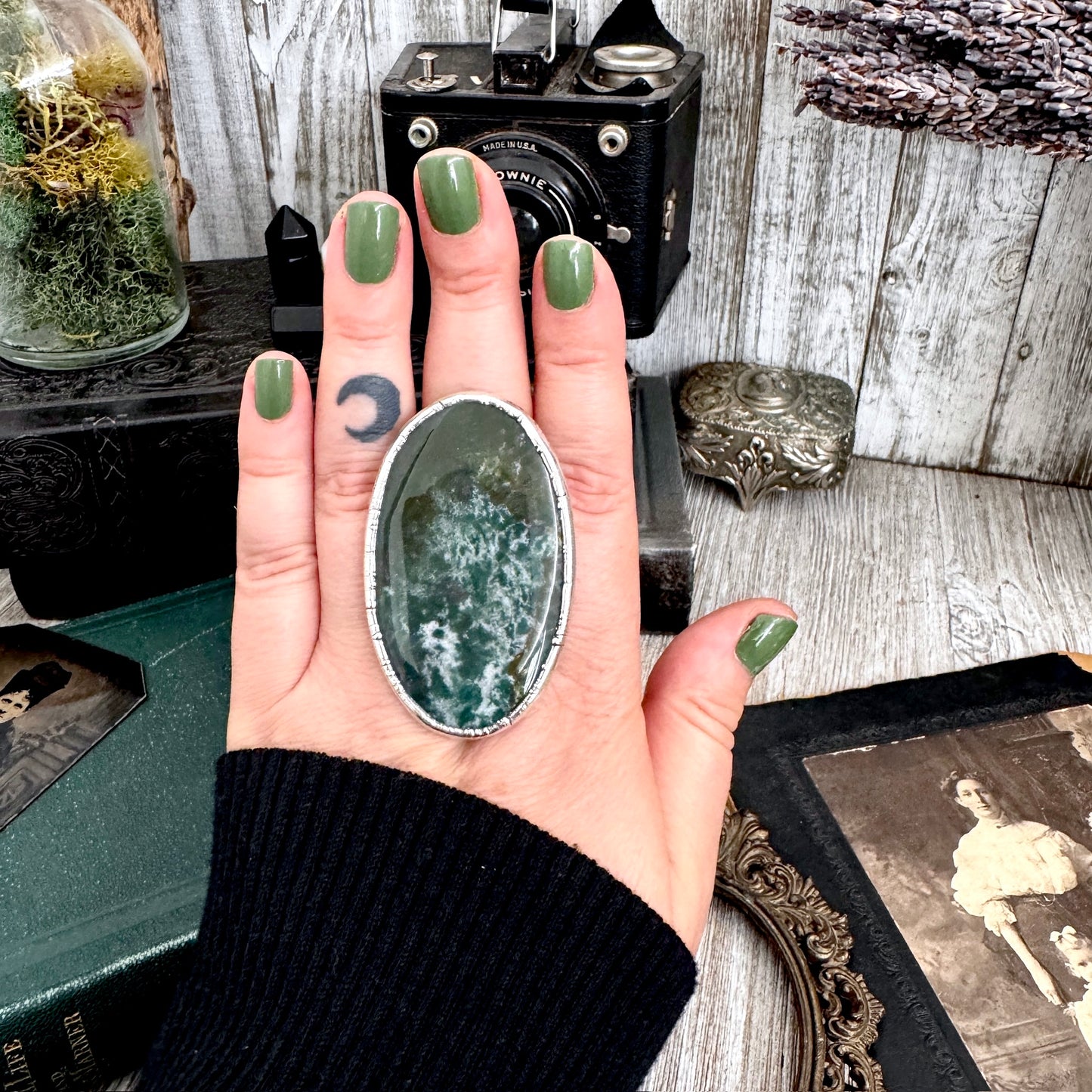 The Colossal Collection - Bloodstone Statement Ring Size 10 Fine Silver / One Of A Kind