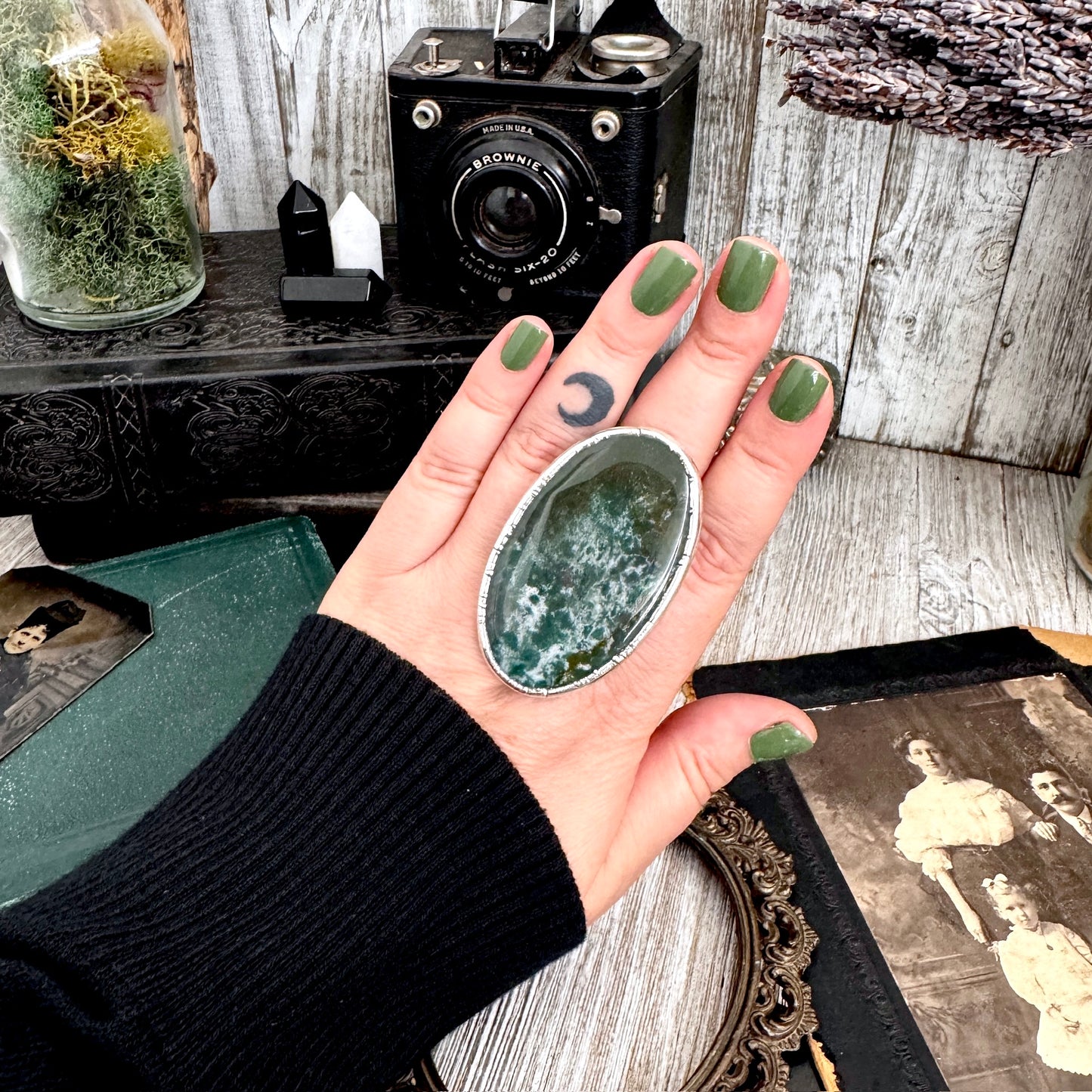The Colossal Collection - Bloodstone Statement Ring Size 10 Fine Silver / One Of A Kind