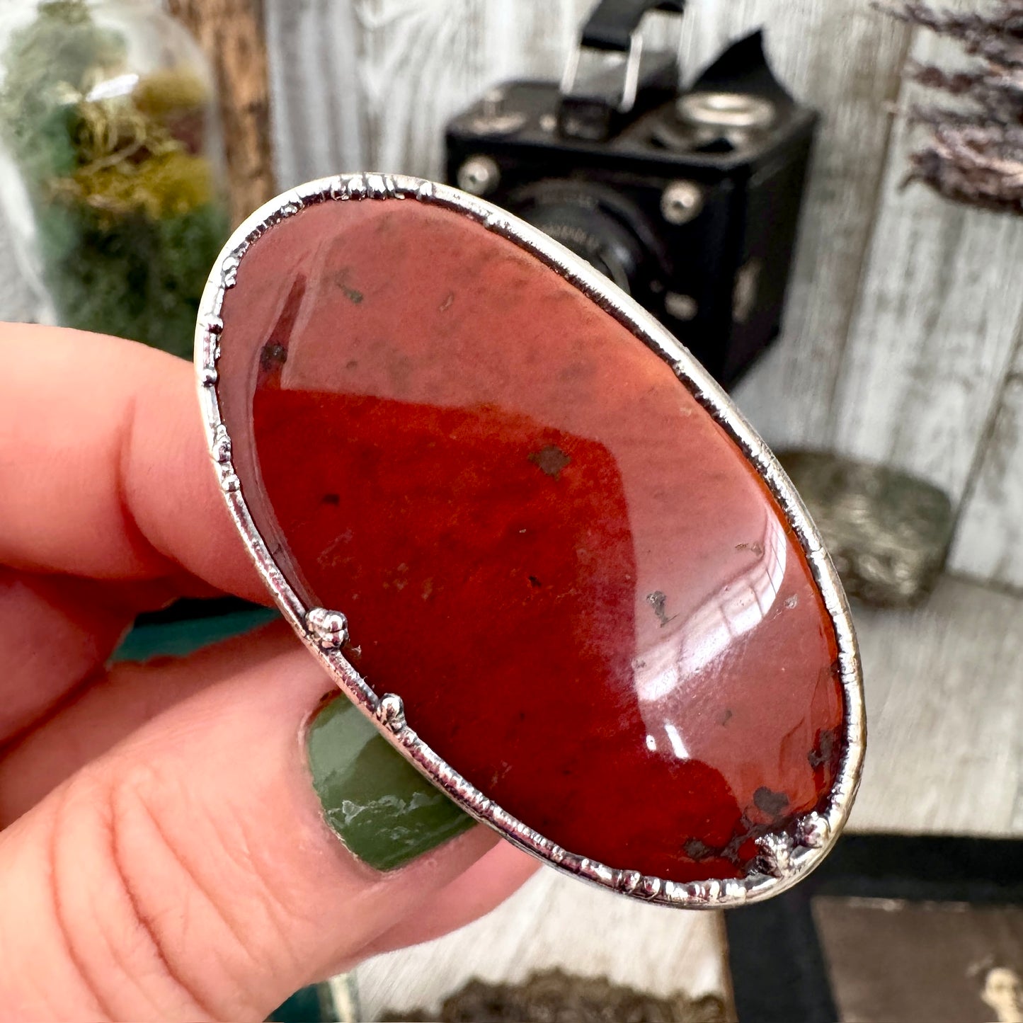 The Colossal Collection - Red Jasper Ring Set in Fine Silver Size 7 /One of a Kind