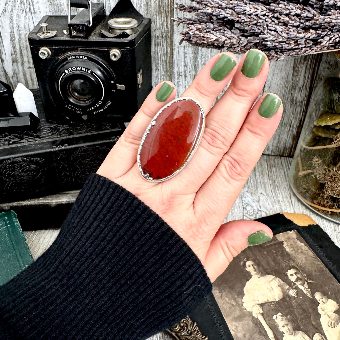 The Colossal Collection - Red Jasper Ring Set in Fine Silver Size 7 /One of a Kind