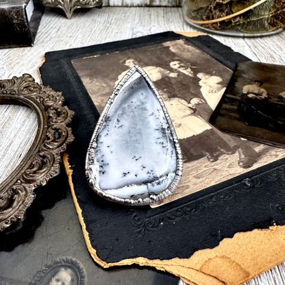 The Colossal Collection -Dendritic Agate Crystal Ring Set in Fine Silver Size 10 / One of a Kind