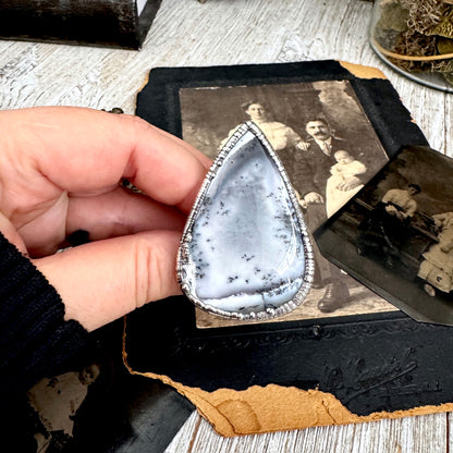 The Colossal Collection -Dendritic Agate Crystal Ring Set in Fine Silver Size 10 / One of a Kind