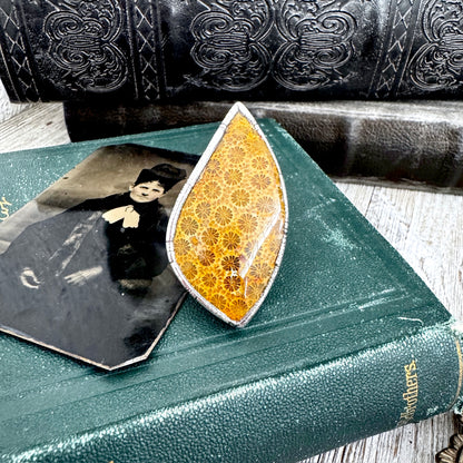 The Colossal Collection - Fossilized Coral Crystal Ring Fine Silver Size 7 / Foxlark Collection - One of a Kind