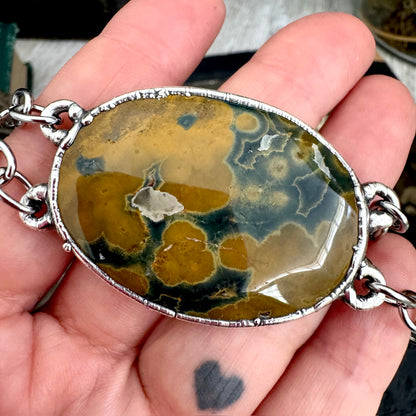 The Colossal Collection - Ocean Jasper Crystal Bracelet Fine Silver / One of a Kind