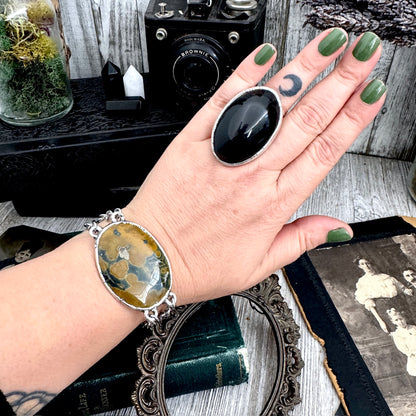 The Colossal Collection - Ocean Jasper Crystal Bracelet Fine Silver / One of a Kind