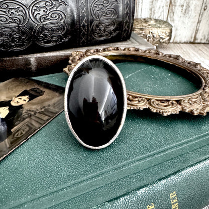 The Colossal Collection - Rainbow/Black Obsidian Crystal Ring Fine Silver Size 8 / One of a Kind