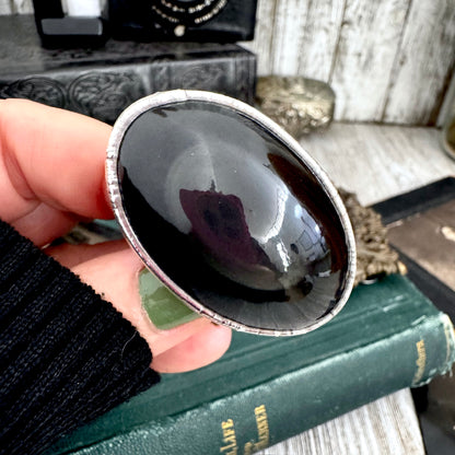 The Colossal Collection - Rainbow/Black Obsidian Crystal Ring Fine Silver Size 8 / One of a Kind
