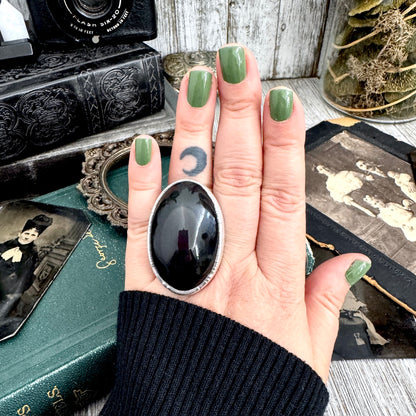 The Colossal Collection - Rainbow/Black Obsidian Crystal Ring Fine Silver Size 8 / One of a Kind