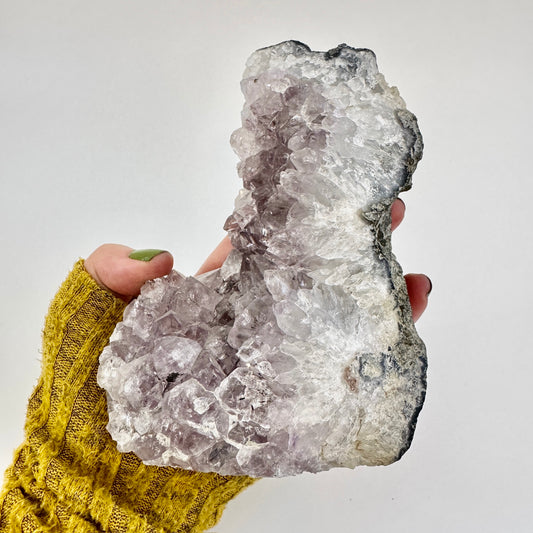Large self-standing amethyst geode crystal cluster by FoxlarkCrystals, showcasing vibrant purple crystals and natural formation.