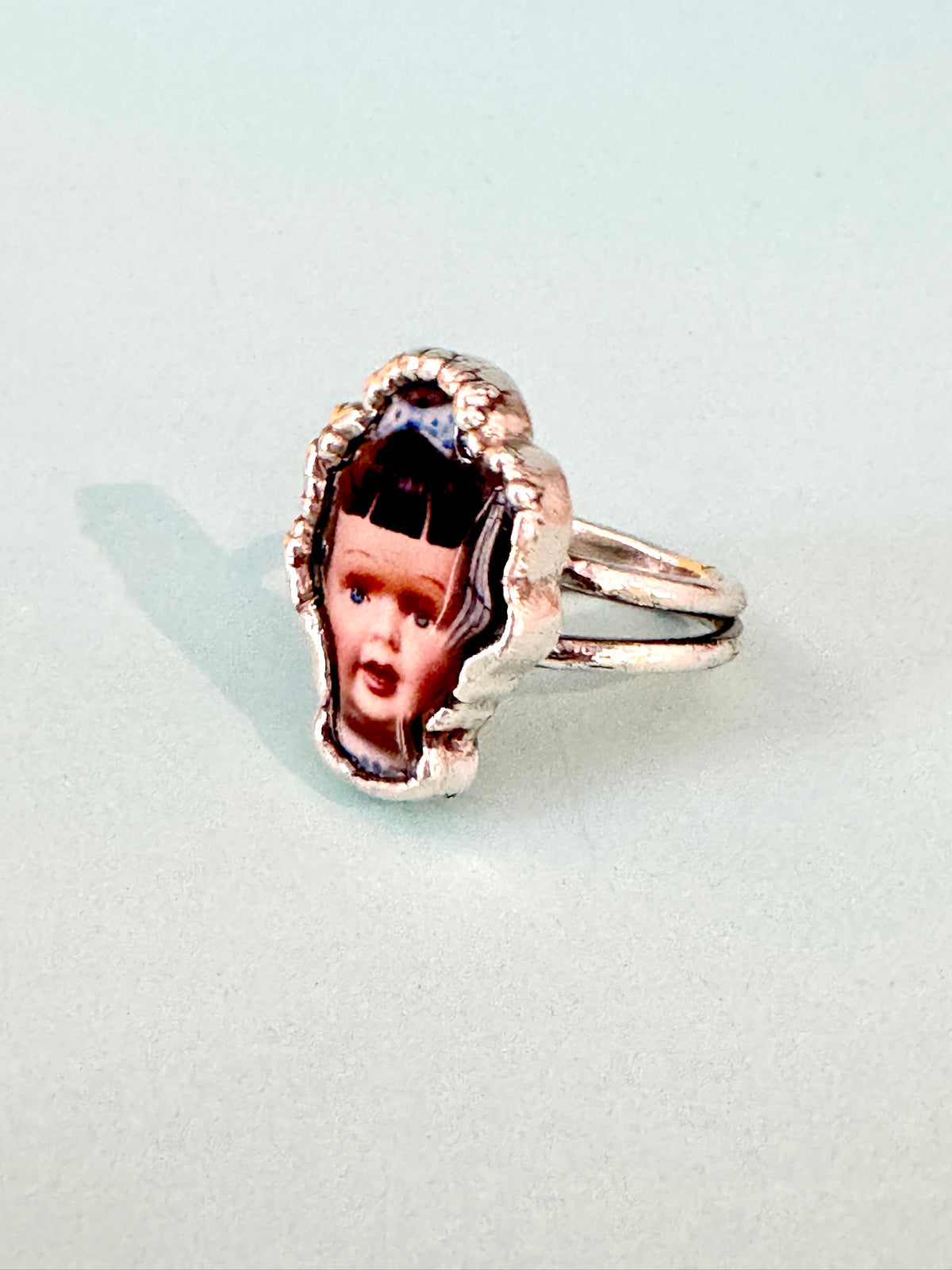 The Weirdlings Collection - Doll Head Ring | Size 9 | Fine Silver