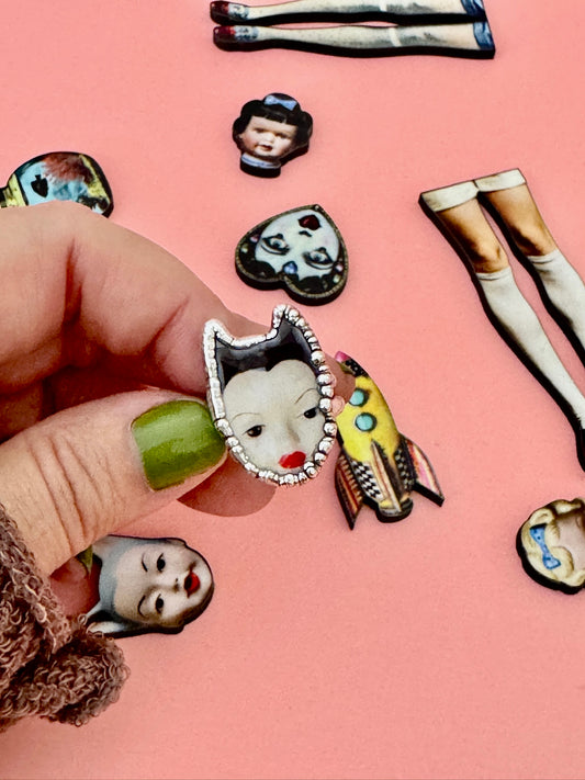 The Weirdlings Collection - Doll Head Ring | Size 7 | Fine Silver