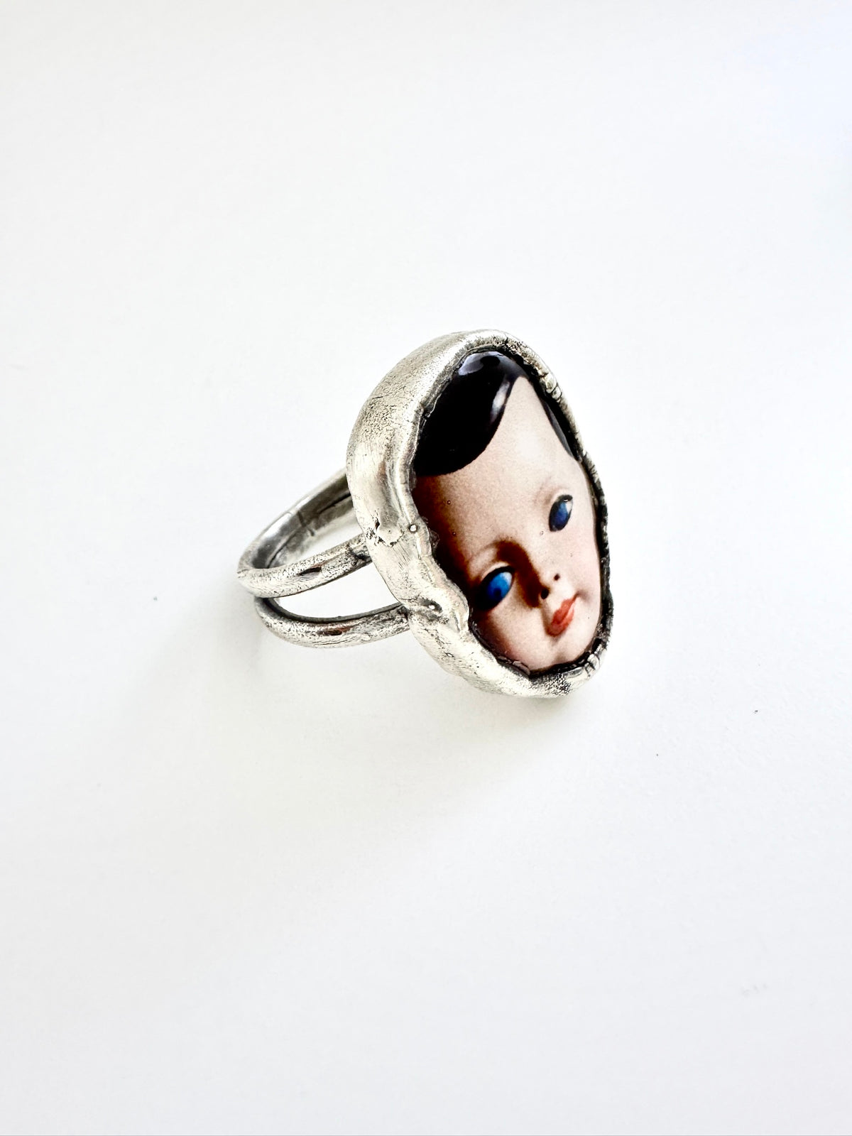 The Weirdlings Collection - Doll Head Ring | Size 10.5 | Fine Silver