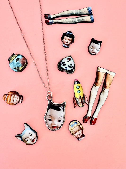 The Weirdlings Collection - Doll Head Necklace | Fine Silver