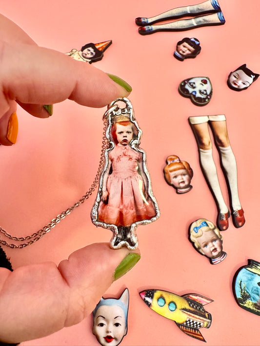 The Weirdlings Collection - Pink Party Girl Necklace | Fine Silver