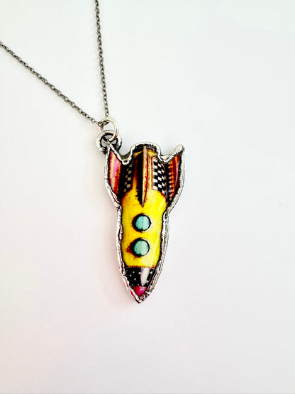 Handmade silver Rocket Necklace from FOXLARK, featuring a sleek, modern pendant design in fine silver for a stylish statement look.