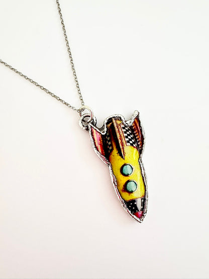 Fine silver Rocket Necklace by FOXLARK from The Weirdlings Collection, featuring a handcrafted statement pendant on a sleek chain.