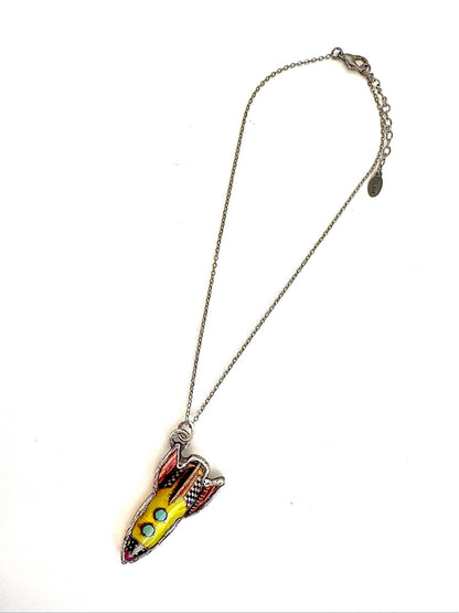 Handmade silver Rocket Necklace from FOXLARK's Weirdlings Collection featuring a fine silver statement pendant.