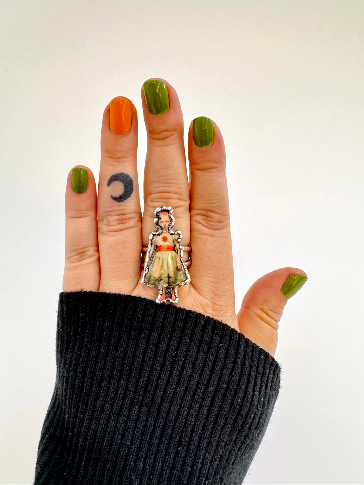 Silver Party Girl ring by FOXLARK, a statement size 10.5 ring from The Weirdlings Collection, featuring intricate design details.