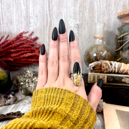 Fossilized Palm Root Crystal Ring Fine Silver Size 8 / Foxlark Collection - One of a Kind