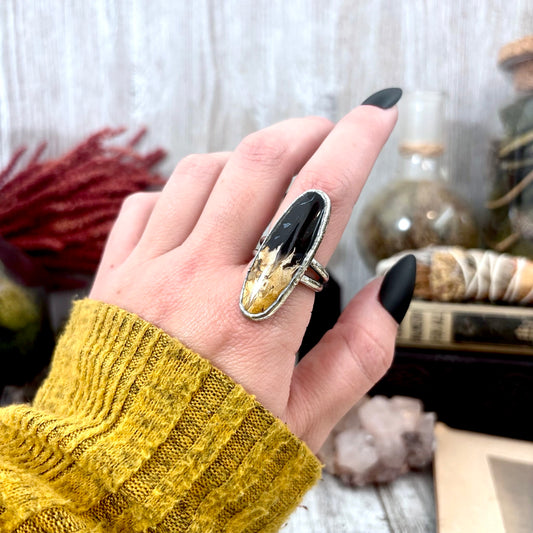 Fossilized Palm Root Crystal Ring Fine Silver Size 8 / Foxlark Collection - One of a Kind