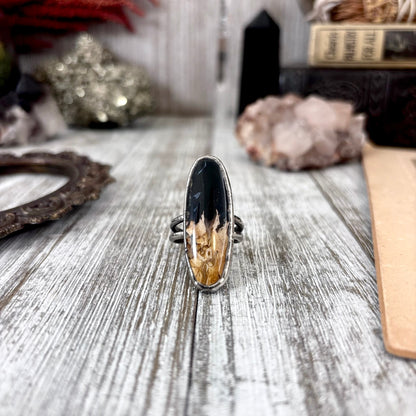 Fossilized Palm Root Crystal Ring Fine Silver Size 8 / Foxlark Collection - One of a Kind