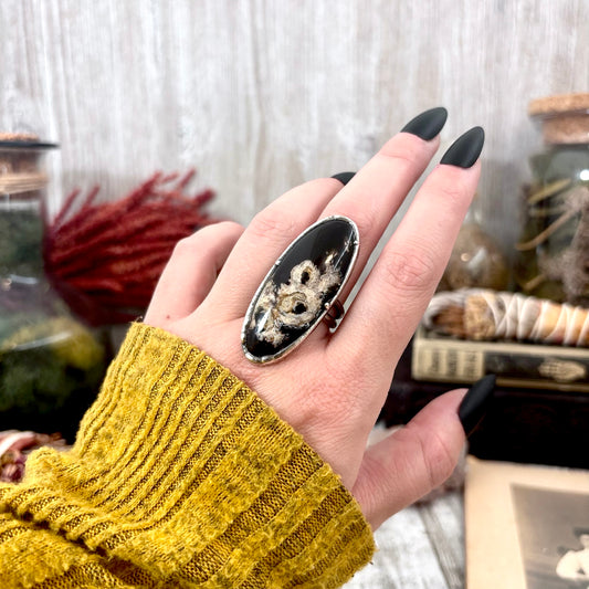 Fossilized Palm Root Crystal Ring Fine Silver Size 8 / Foxlark Collection - One of a Kind