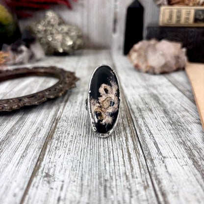 Fossilized Palm Root Crystal Ring Fine Silver Size 8 / Foxlark Collection - One of a Kind