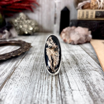 Fossilized Palm Root Crystal Ring Fine Silver Size 9 / Foxlark Collection - One of a Kind