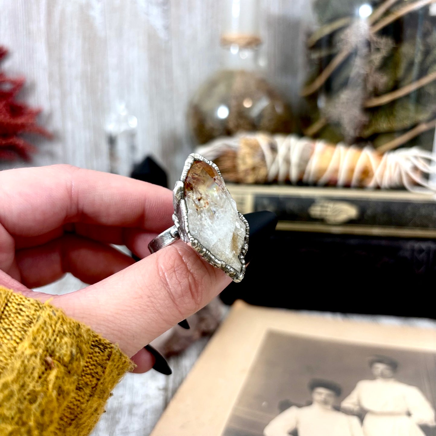 Raw Citrine Crystal Ring Fine Silver Size 9.5 / Foxlark Collection - One of a Kind