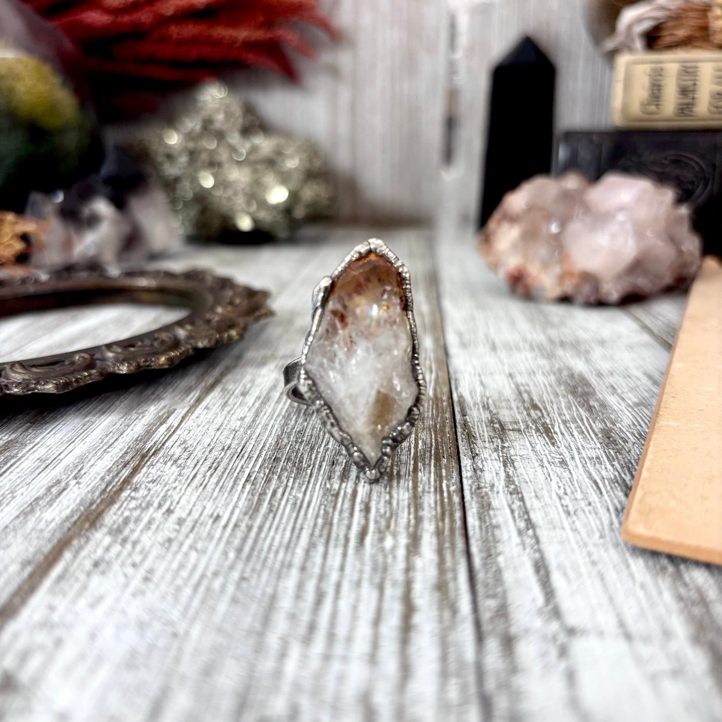 Raw Citrine Crystal Ring Fine Silver Size 9.5 / Foxlark Collection - One of a Kind